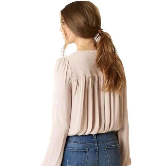 Intimately Free People Womens Bodysuit Blouse Smockin N Rockin Large Deep V Neck - Picture 5 of 10